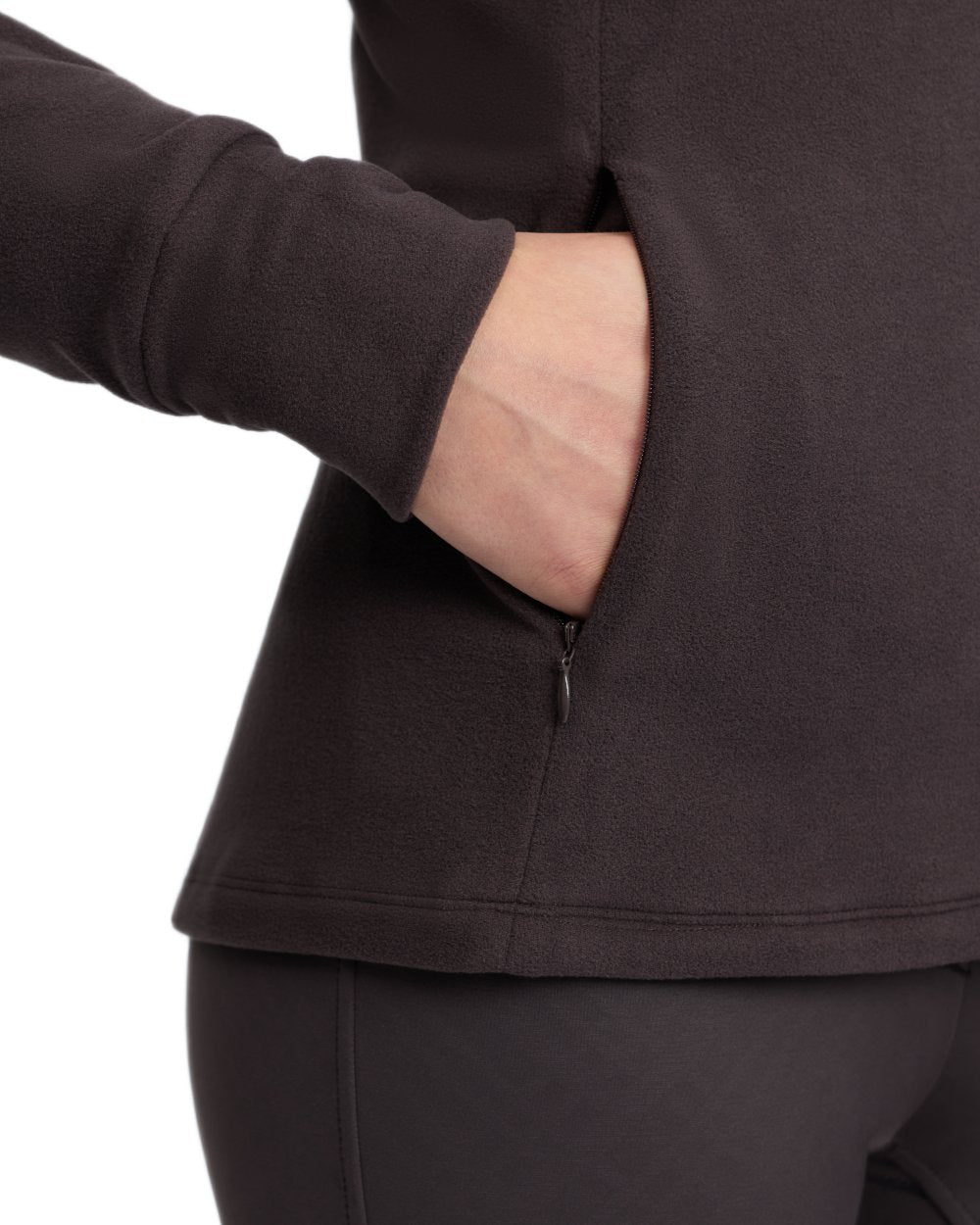 Cocoa coloured LeMieux Frances Quarter Zip Fleece on white background 