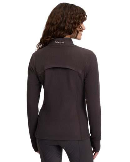 Cocoa coloured LeMieux Frances Quarter Zip Fleece on white background 