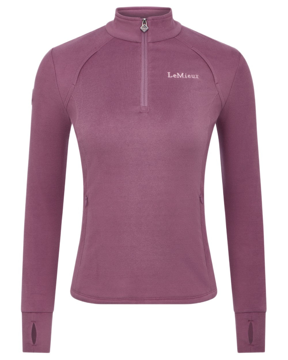 Mallow coloured LeMieux Frances Quarter Zip Fleece on white background 