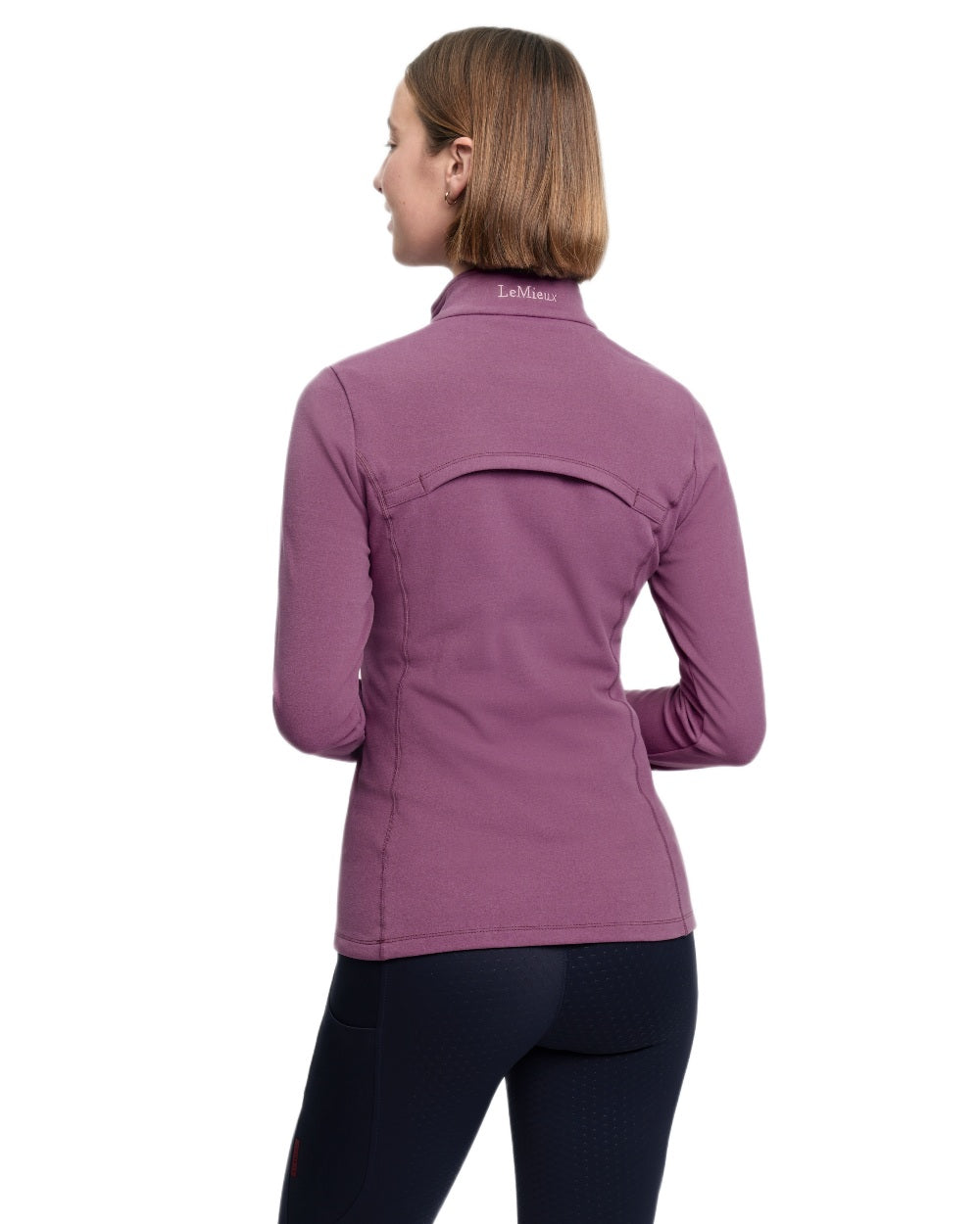 Mallow coloured LeMieux Frances Quarter Zip Fleece on white background 