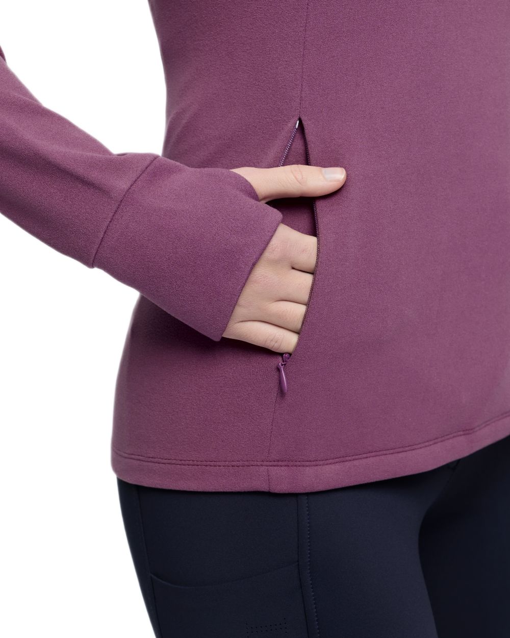 Mallow coloured LeMieux Frances Quarter Zip Fleece on white background 