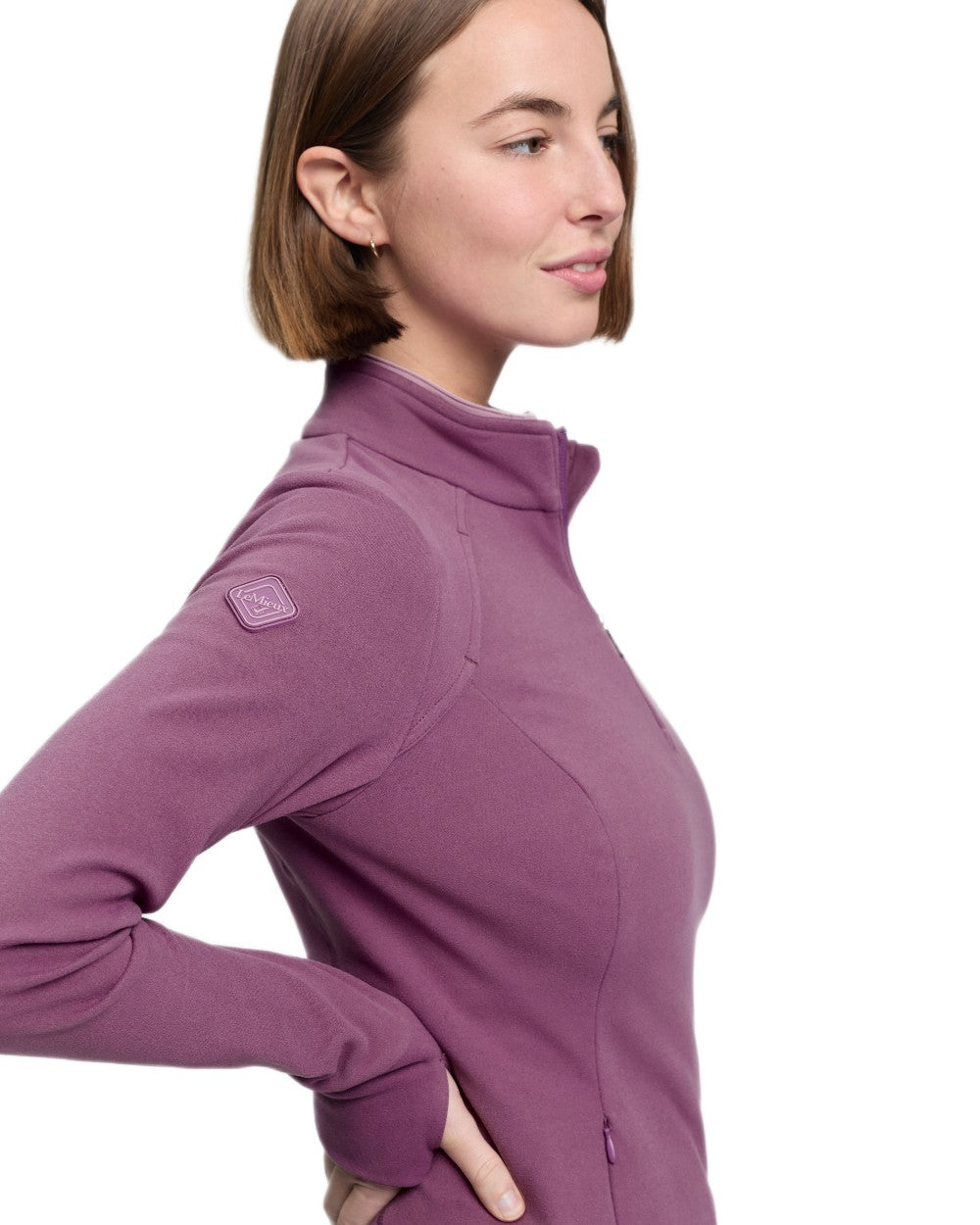 Mallow coloured LeMieux Frances Quarter Zip Fleece on white background 