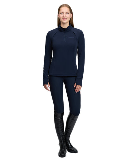 Navy coloured LeMieux Frances Quarter Zip Fleece on white background 