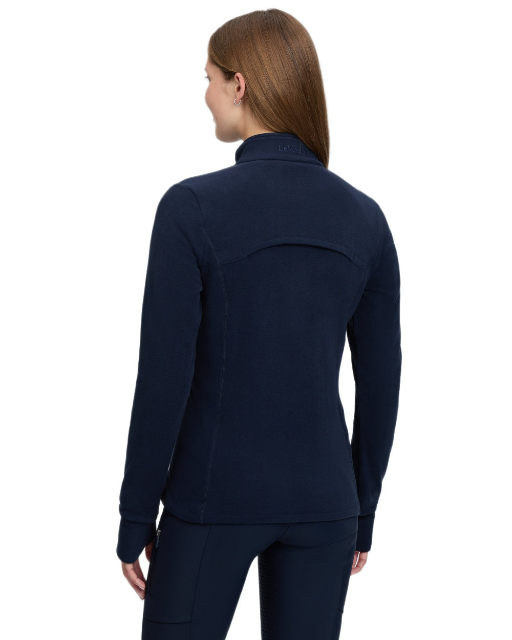 Navy coloured LeMieux Frances Quarter Zip Fleece on white background 