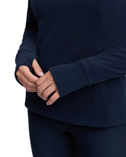 Navy coloured LeMieux Frances Quarter Zip Fleece on white background 