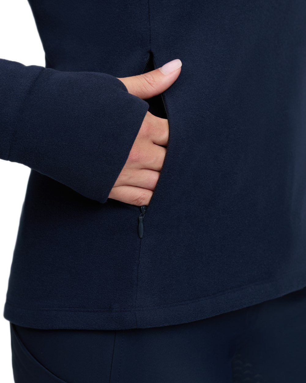 Navy coloured LeMieux Frances Quarter Zip Fleece on white background 