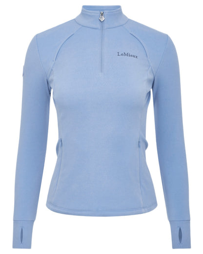 Powder Blue coloured LeMieux Frances Quarter Zip Fleece on white background 