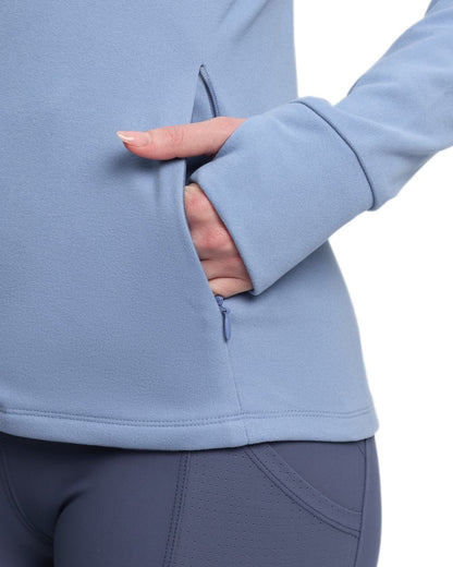 Powder Blue coloured LeMieux Frances Quarter Zip Fleece on white background 