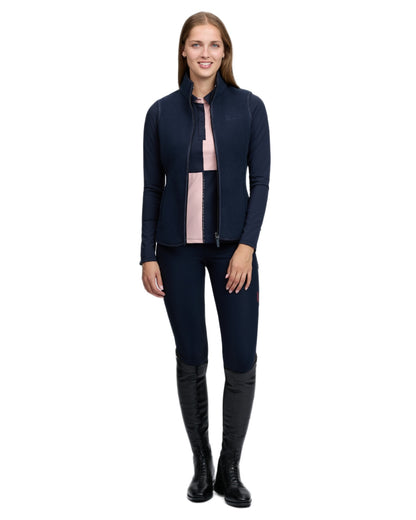 Navy coloured LeMieux Womens Frankie Fleece Gilet on white background 