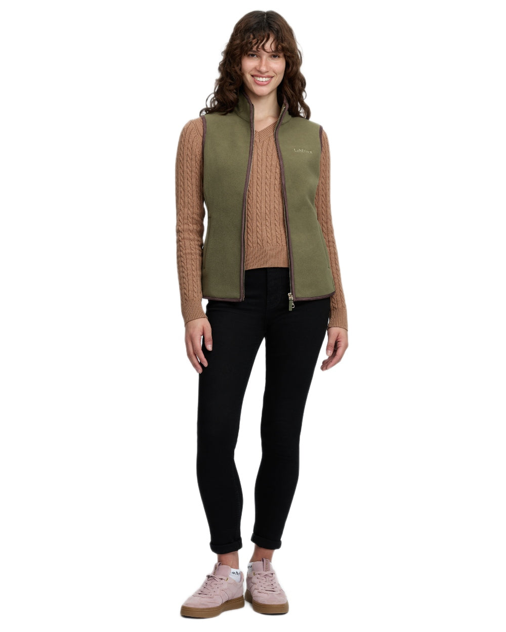 Willow Green coloured LeMieux Womens Frankie Fleece Gilet on white background 