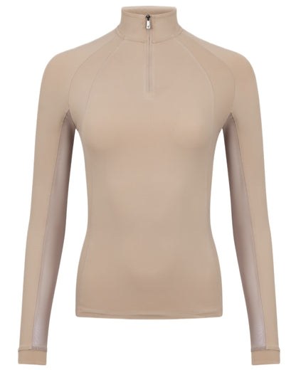 Almond coloured LeMieux Womens Halle Lightweight Base Layer on white background 
