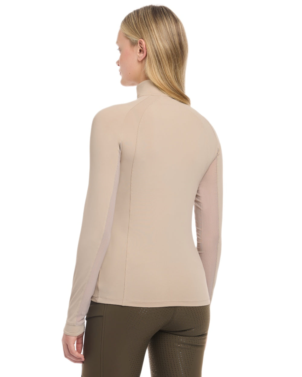 Almond coloured LeMieux Womens Halle Lightweight Base Layer on white background 