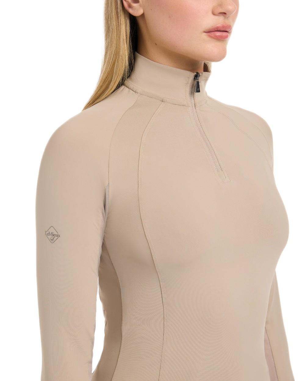Almond coloured LeMieux Womens Halle Lightweight Base Layer on white background 