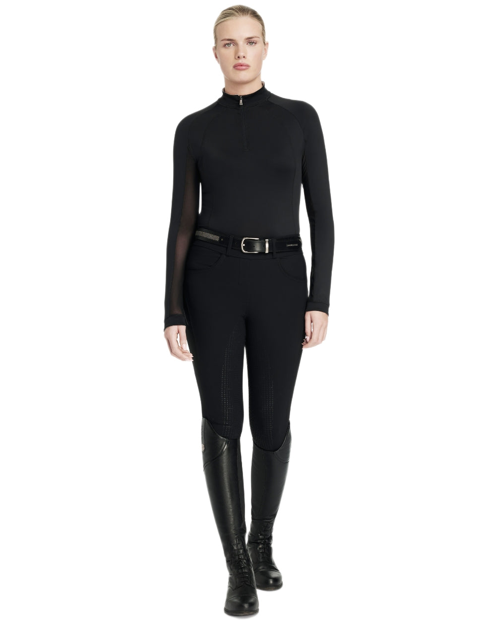 Black coloured LeMieux Womens Halle Lightweight Base Layer on white background 