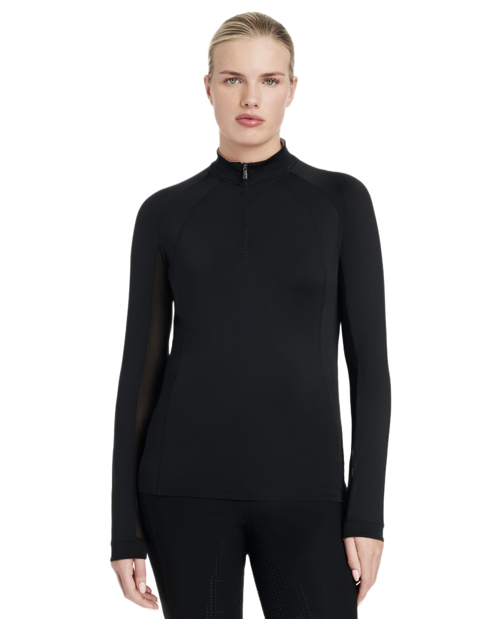 Black coloured LeMieux Womens Halle Lightweight Base Layer on white background 