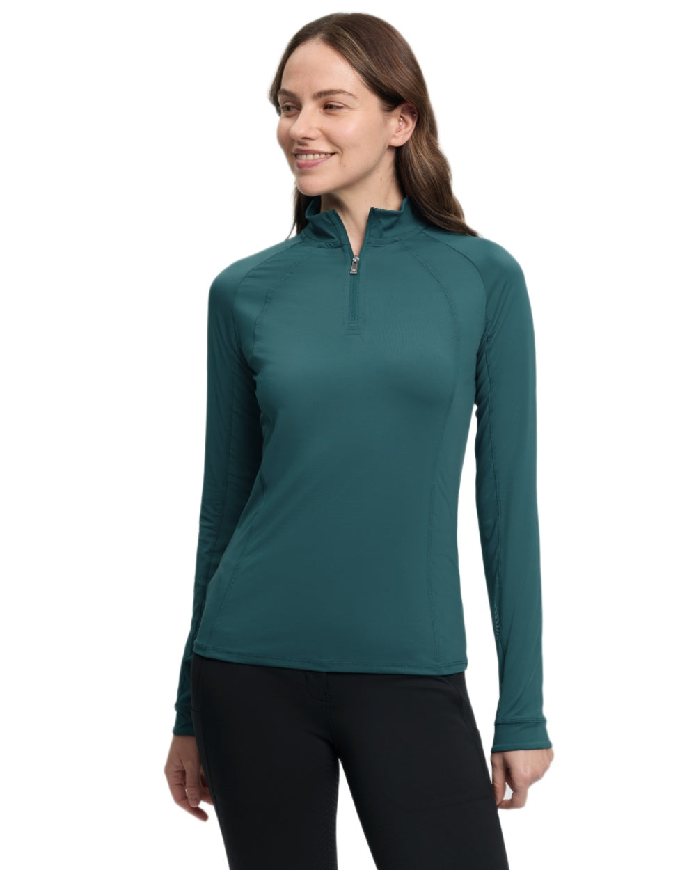 Jungle coloured LeMieux Womens Halle Lightweight Base Layer on white background 