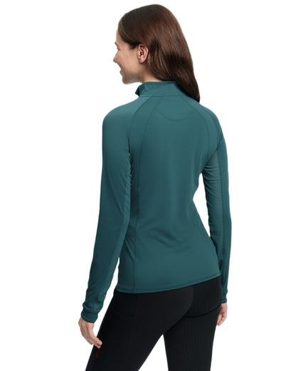 Jungle coloured LeMieux Womens Halle Lightweight Base Layer on white background 