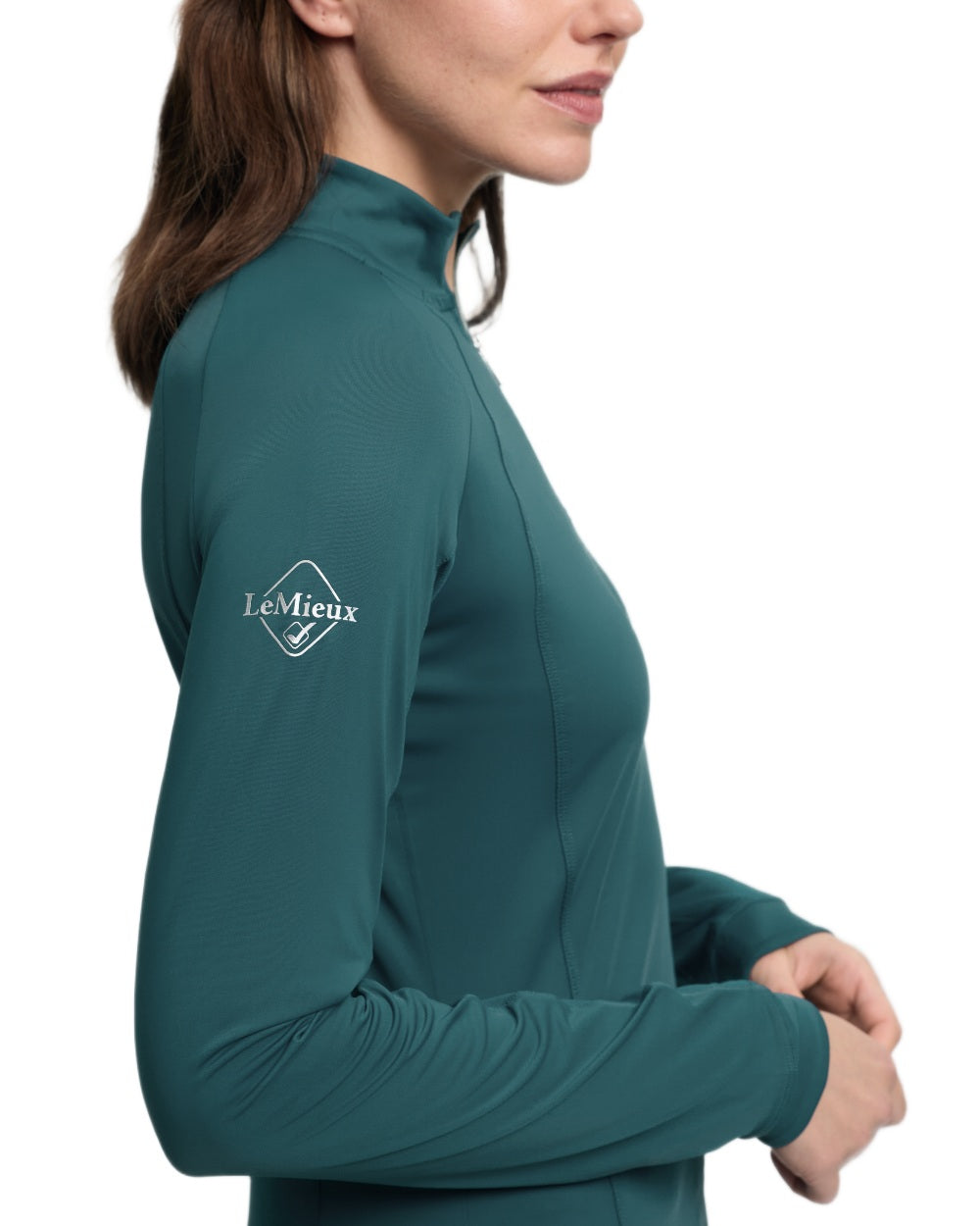 Jungle coloured LeMieux Womens Halle Lightweight Base Layer on white background 