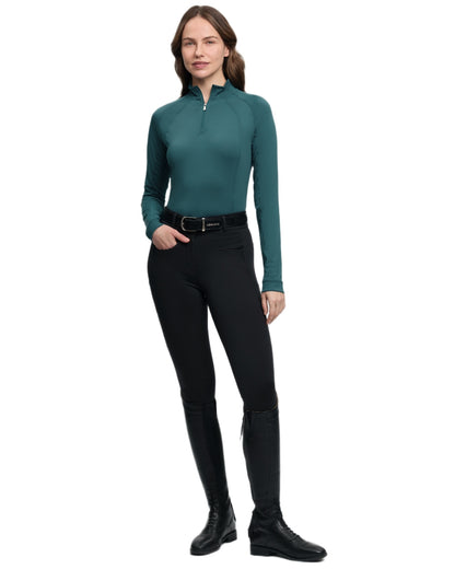 Jungle coloured LeMieux Womens Halle Lightweight Base Layer on white background 