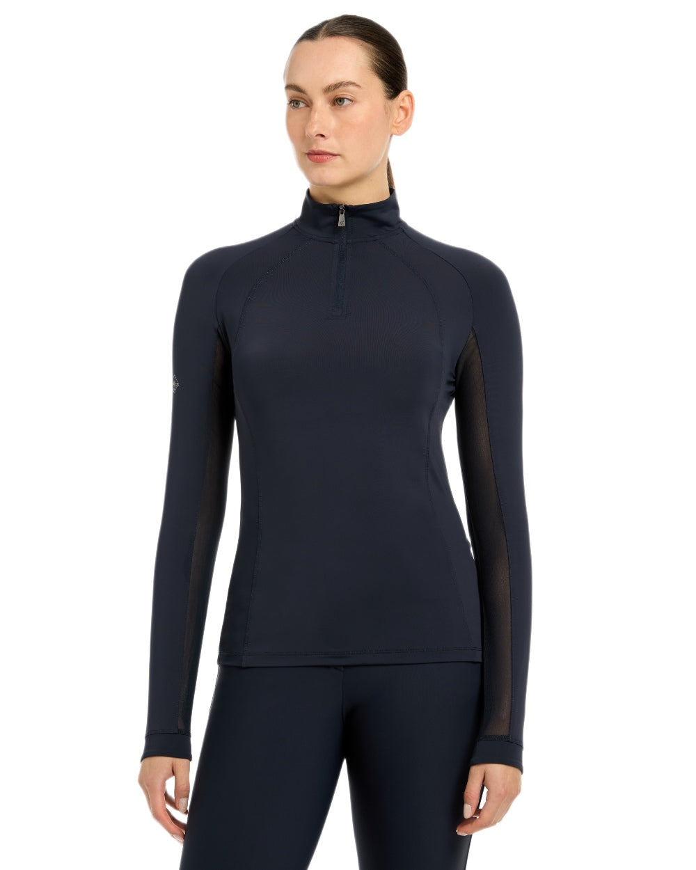 Navy coloured LeMieux Womens Halle Lightweight Base Layer on white background 