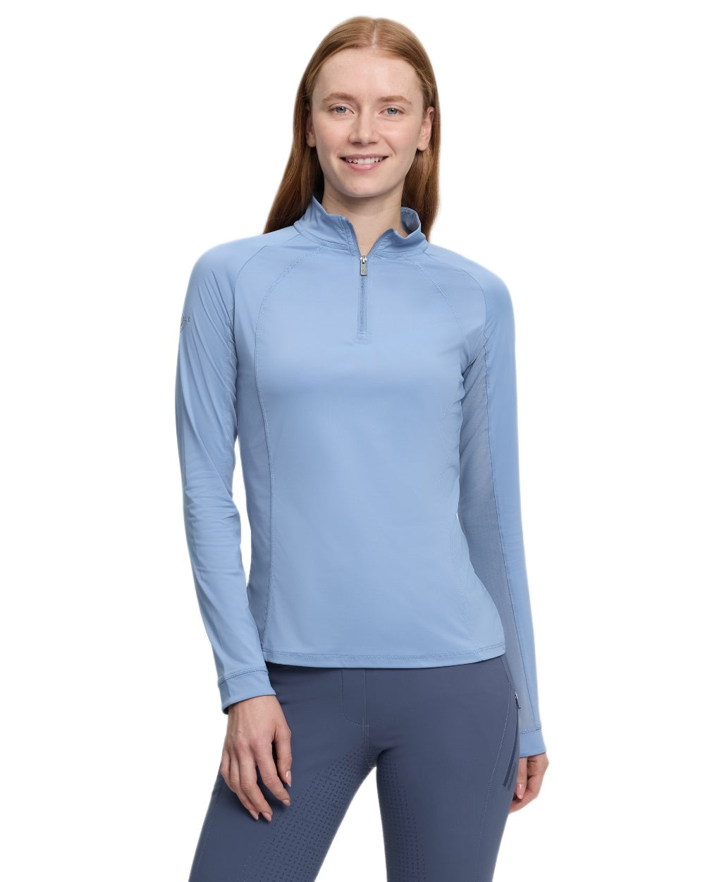 Powder Blue coloured LeMieux Womens Halle Lightweight Base Layer on white background 