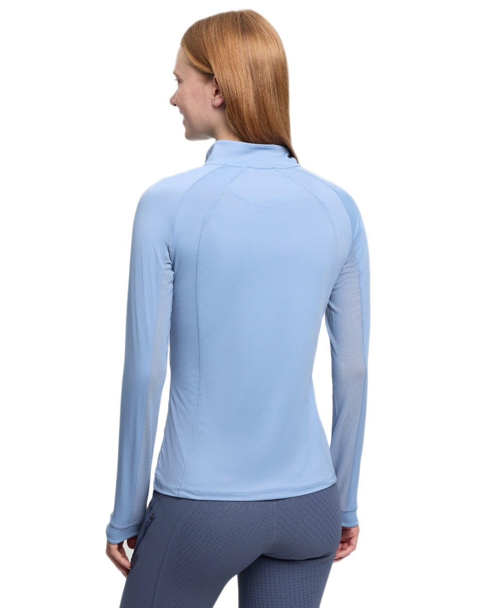 Powder Blue coloured LeMieux Womens Halle Lightweight Base Layer on white background 