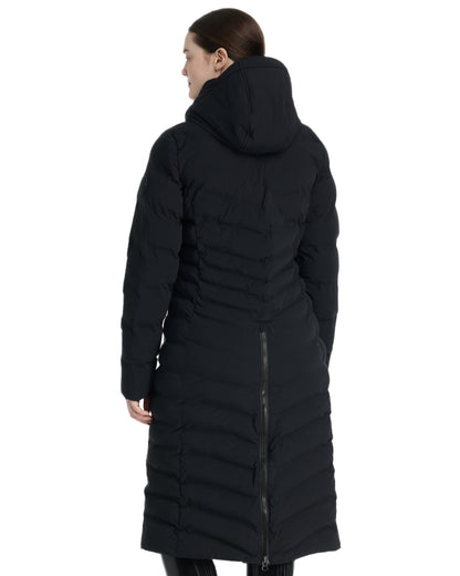 Black coloured LeMieux Womens Hayley Water Resistant Longline Puffer Coat on white background 