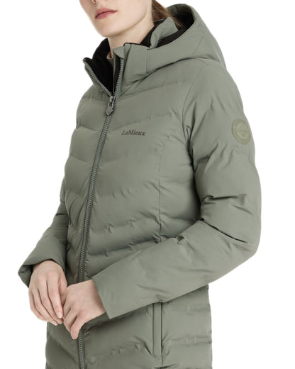 Rosemary coloured LeMieux Womens Hayley Water Resistant Longline Puffer Coat on white background 