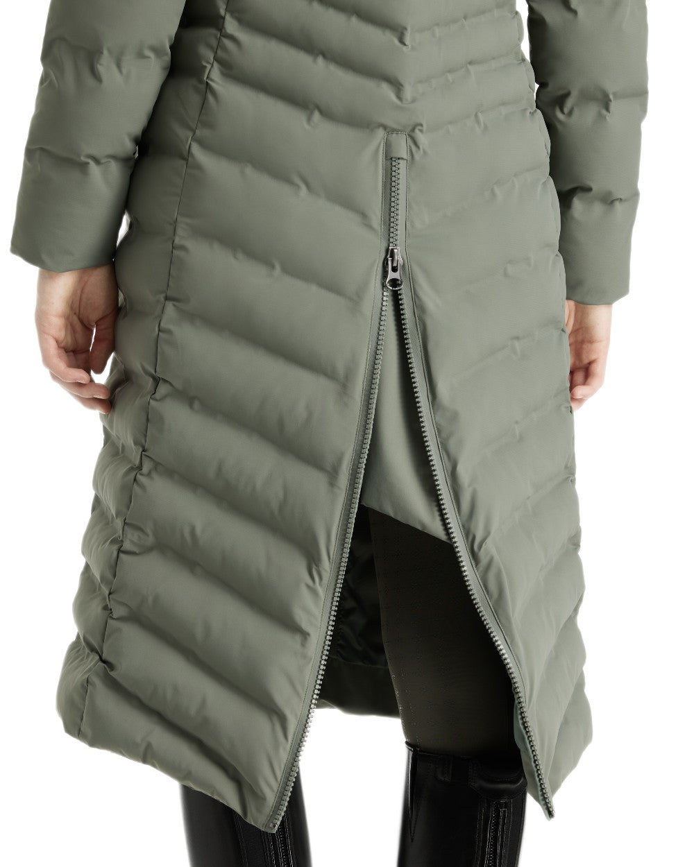 Rosemary coloured LeMieux Womens Hayley Water Resistant Longline Puffer Coat on white background 