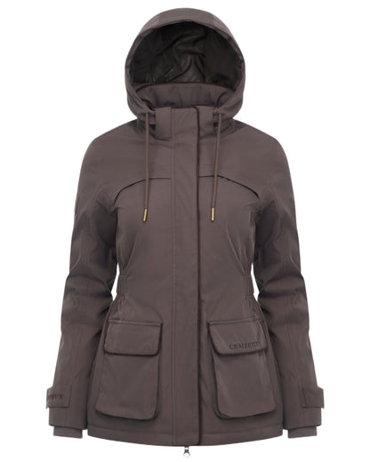 Cocoa coloured LeMieux Womens Heritage Beatrice Waterproof Coat on white background 