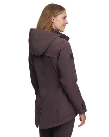 Cocoa coloured LeMieux Womens Heritage Beatrice Waterproof Coat on white background 