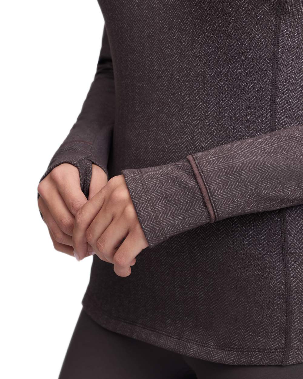 Cocoa coloured LeMieux Womens Heritage Herringbone Base Layer on white background 