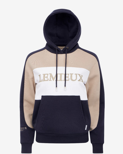 Navy Coloured LeMieux Womens Kadie Colour Block Hoodie on White Background 