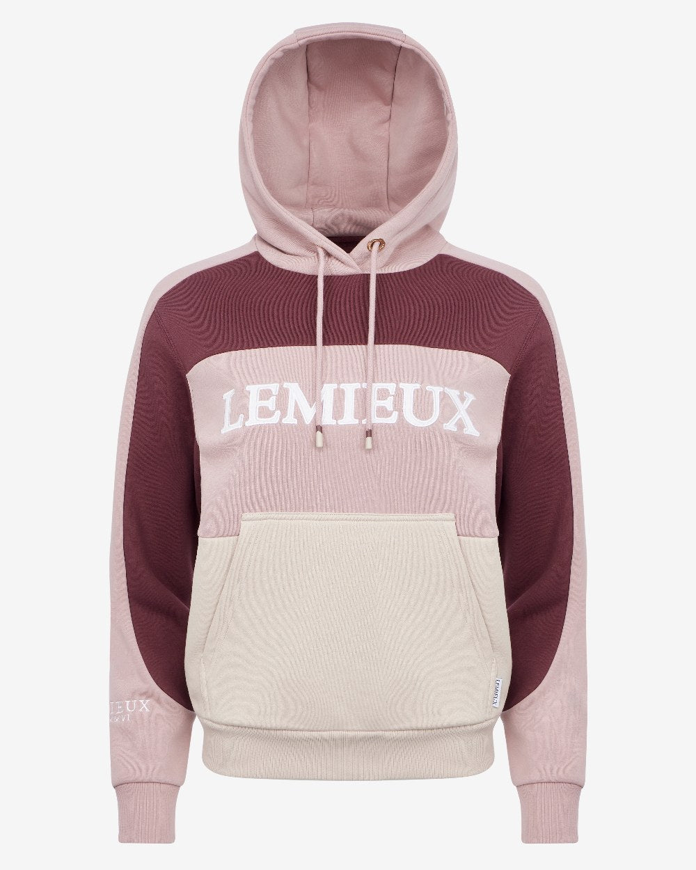 Wild Rose Coloured LeMieux Womens Kadie Colour Block Hoodie on White Background 