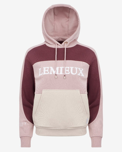 Wild Rose Coloured LeMieux Womens Kadie Colour Block Hoodie on White Background 