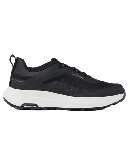 Black coloured LeMieux Womens Kanta Waterproof Trainers on white background 