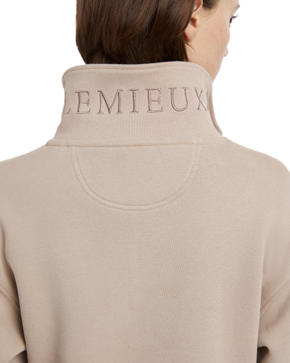 Almond coloured LeMieux Womens Keira Quarter Neck Sweatshirt on white background 
