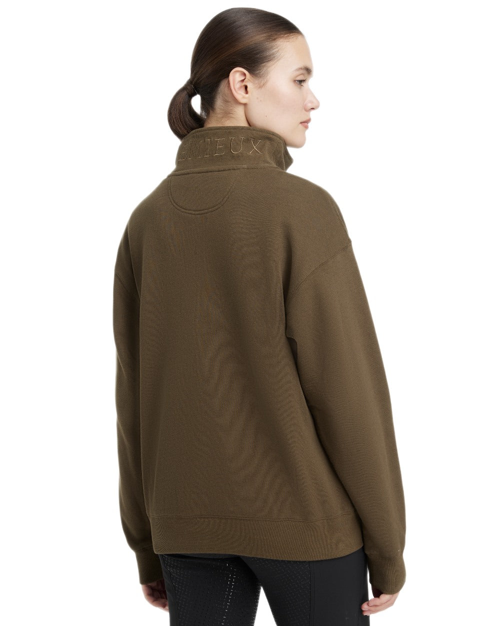 Alpine coloured LeMieux Womens Keira Quarter Neck Sweatshirt on white background 