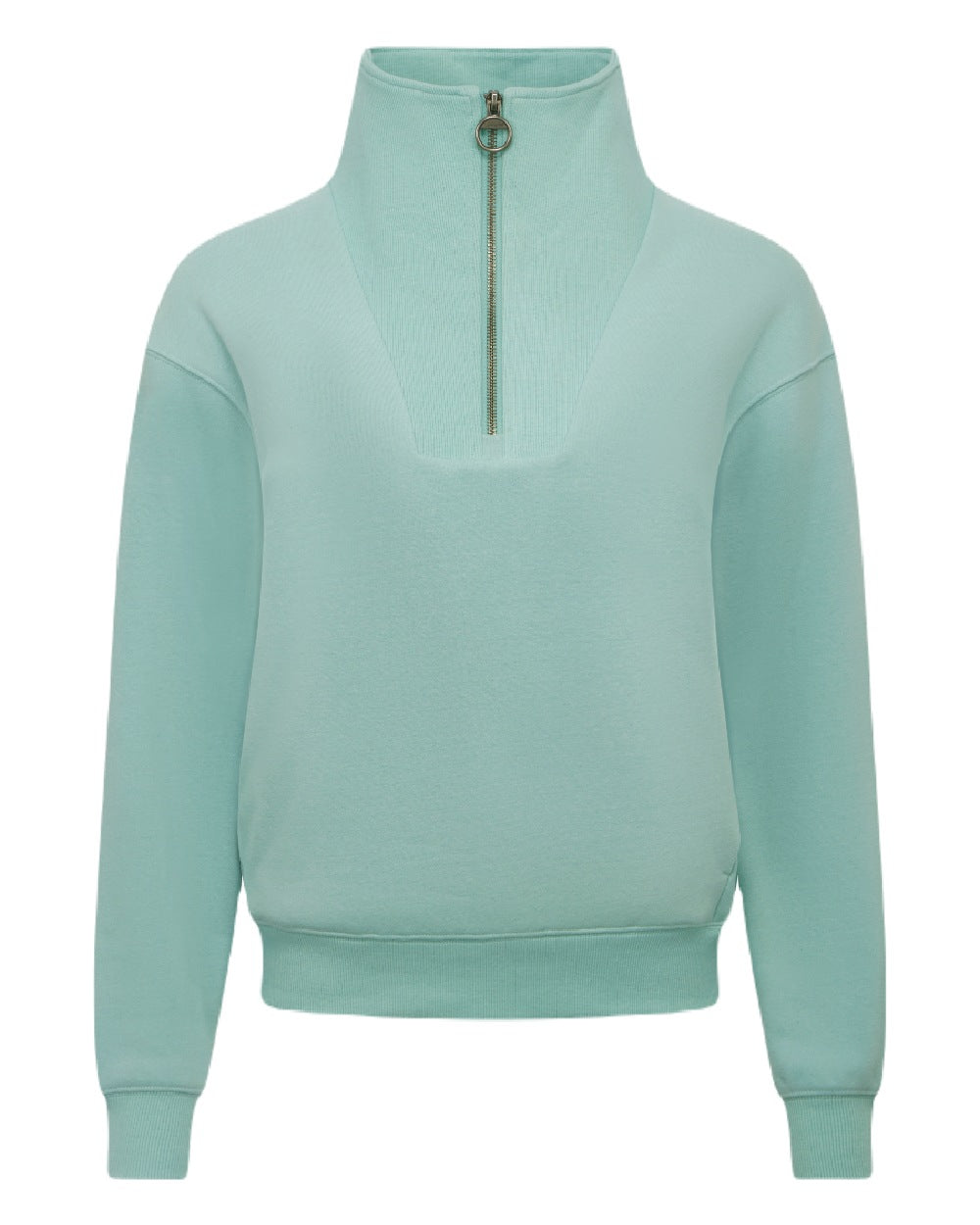 Aqua coloured LeMieux Womens Keira Quarter Neck Sweatshirt on white background 