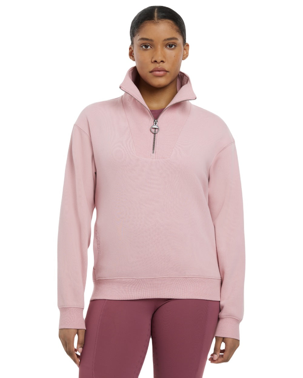Blossom coloured LeMieux Womens Keira Quarter Neck Sweatshirt on white background 