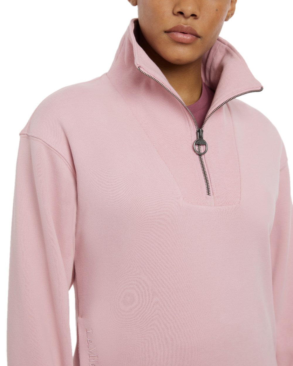 Blossom coloured LeMieux Womens Keira Quarter Neck Sweatshirt on white background 