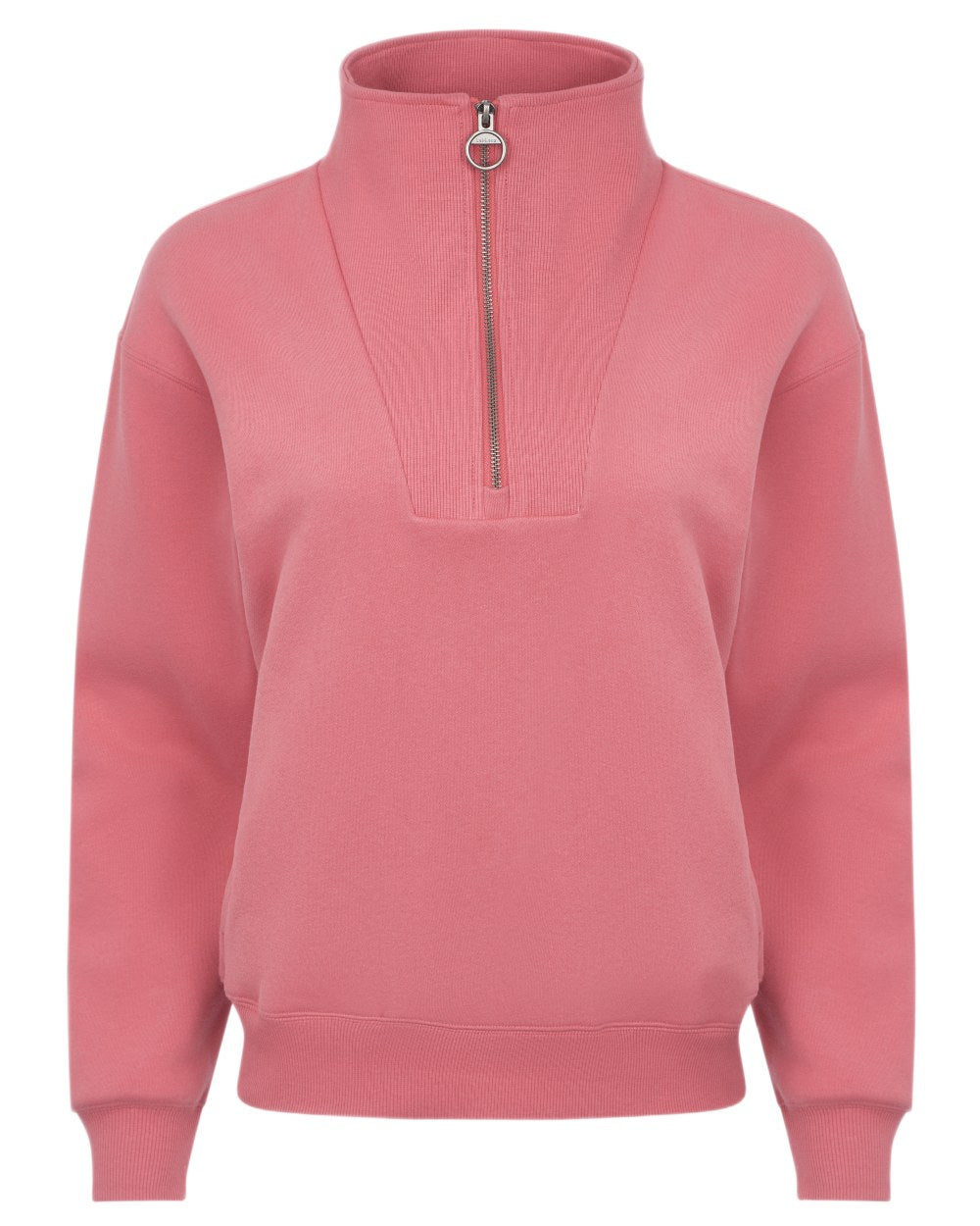Cranberry coloured LeMieux Womens Keira Quarter Neck Sweatshirt on white background 