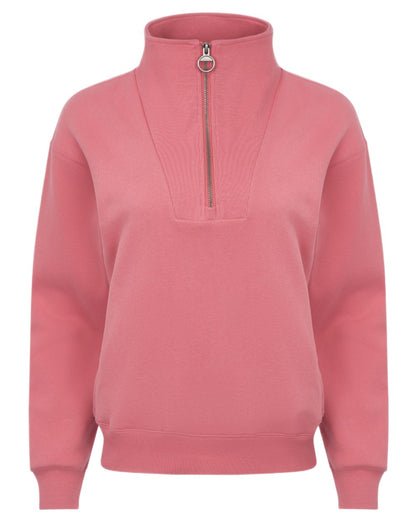 Cranberry coloured LeMieux Womens Keira Quarter Neck Sweatshirt on white background 
