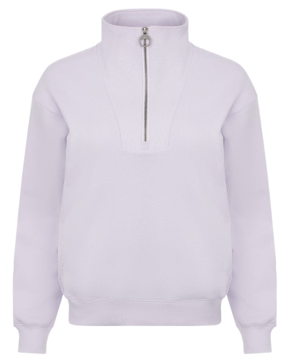 Lilac coloured LeMieux Womens Keira Quarter Neck Sweatshirt on white background 