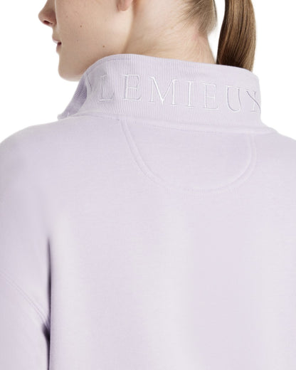 Lilac coloured LeMieux Womens Keira Quarter Neck Sweatshirt on white background 