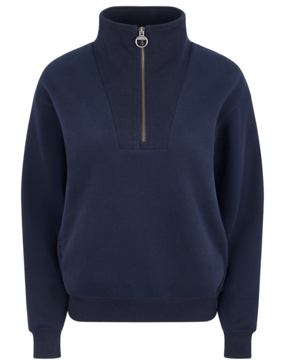 Navy coloured LeMieux Womens Keira Quarter Neck Sweatshirt on white background 