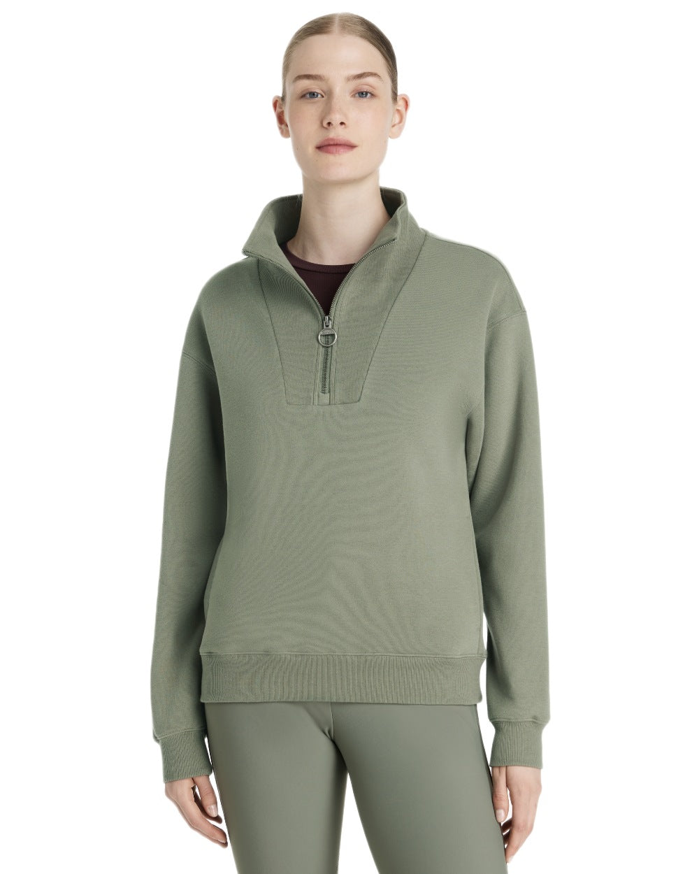 Rosemary coloured LeMieux Womens Keira Quarter Neck Sweatshirt on white background 