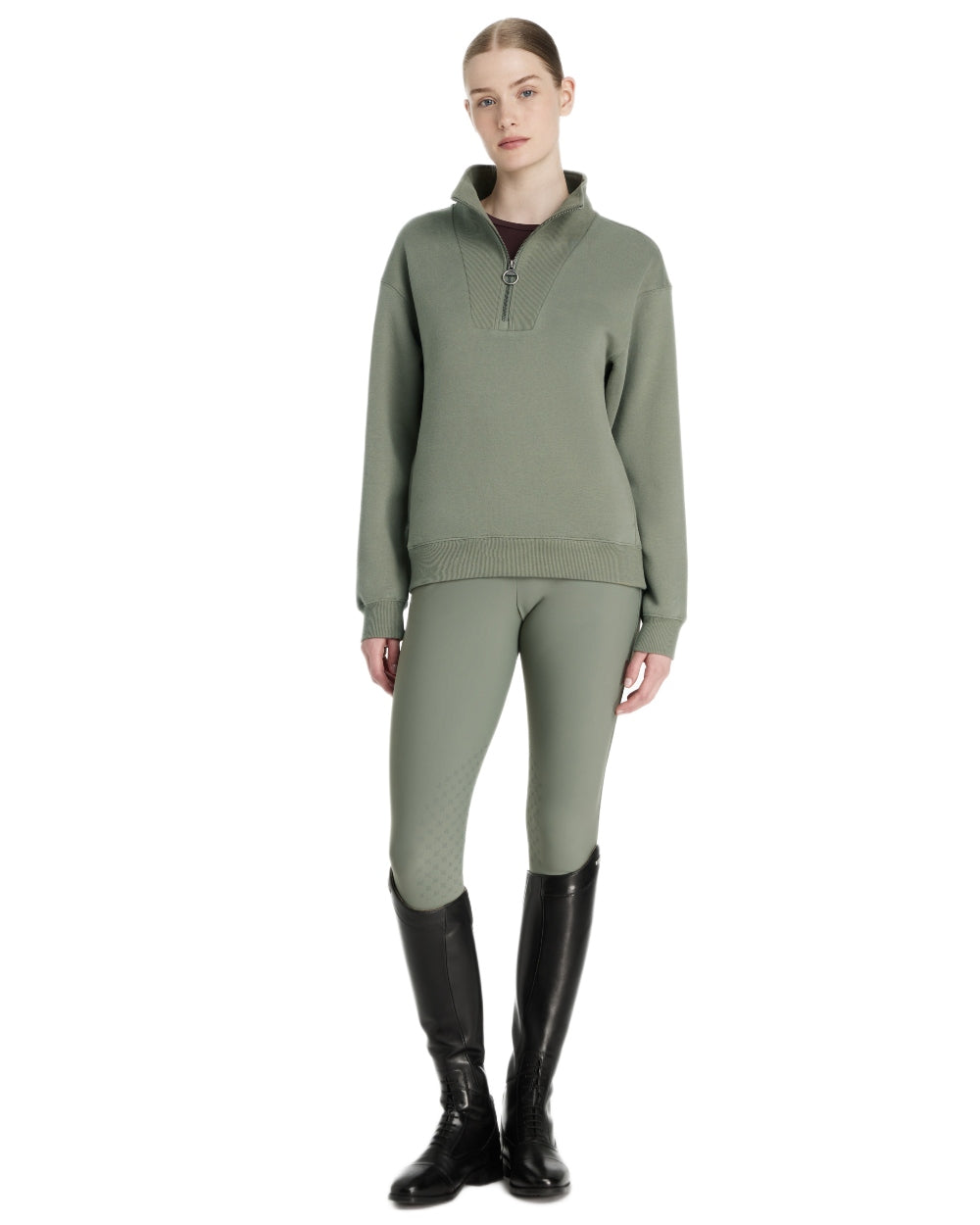 Rosemary coloured LeMieux Womens Keira Quarter Neck Sweatshirt on white background 