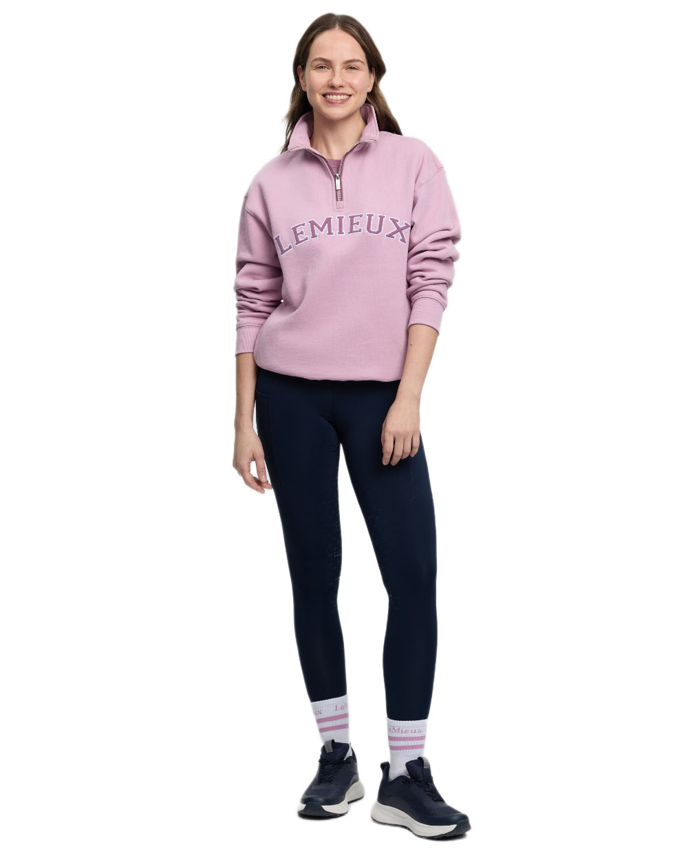 Fondant coloured LeMieux Womens Kelsie Quarter Neck Sweatshirt on white background 