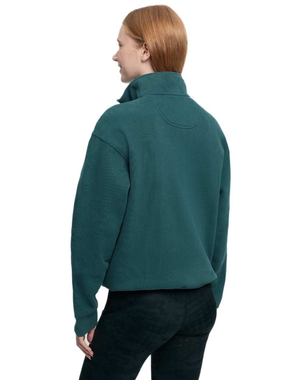 Jungle coloured LeMieux Womens Kelsie Quarter Neck Sweatshirt on white background 